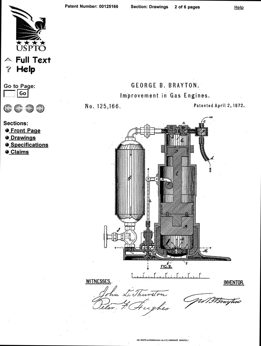 Patent Page The Brayton Cycle Engine Gas Engine Magazine